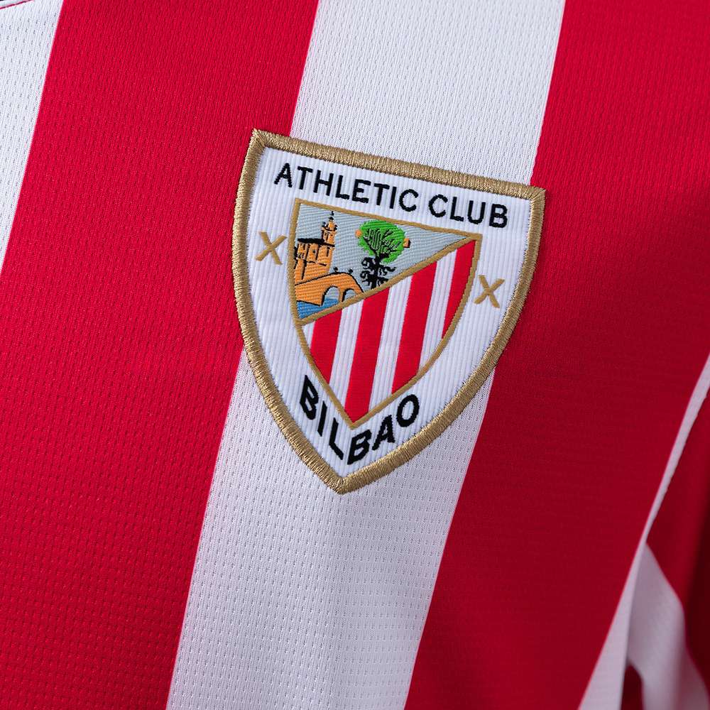 Athletic Bilbao 202526 Hjemmedrakt Rød Hvit Brodert logo