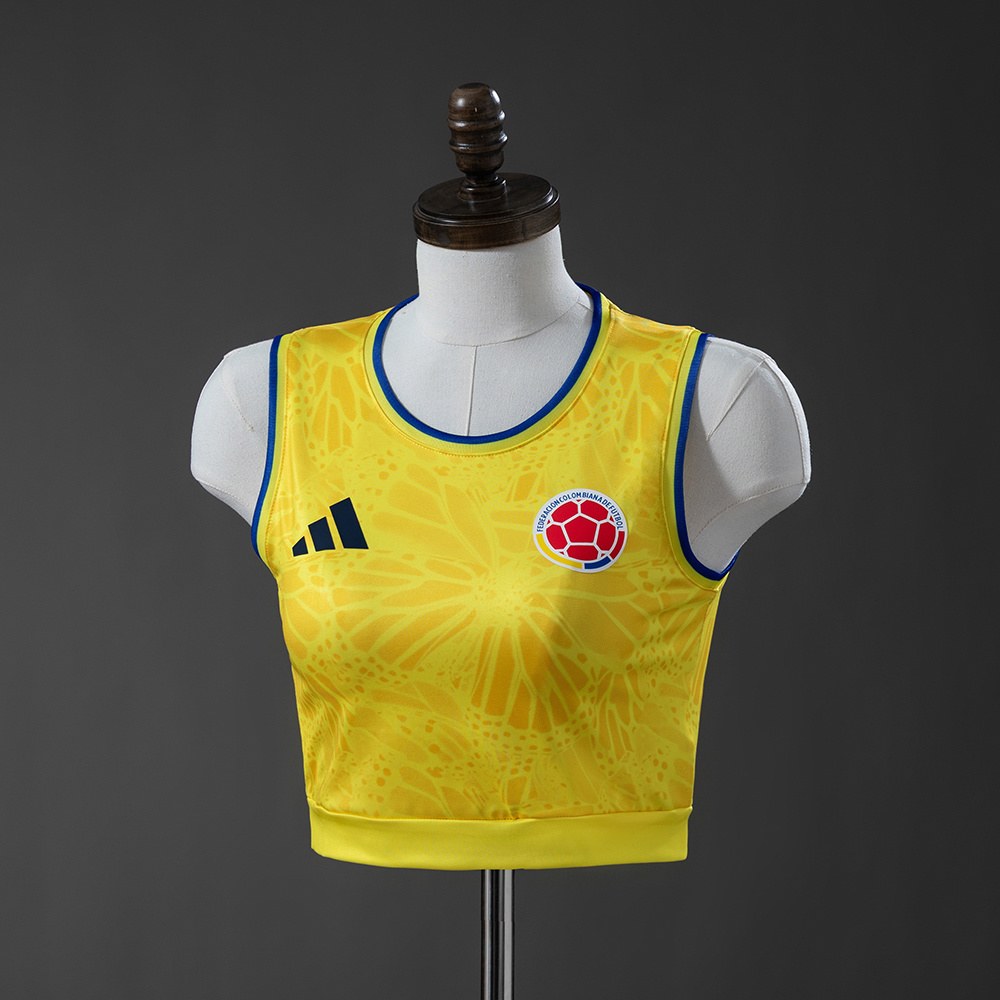 Colombia VM 2026 Hjemme Cropped drakt Gul Kort Topp Dame