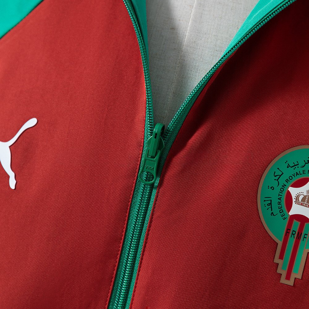 Marokko landslags vendbar treningsjakke fotballjakke rød/grønn - Bilde 4