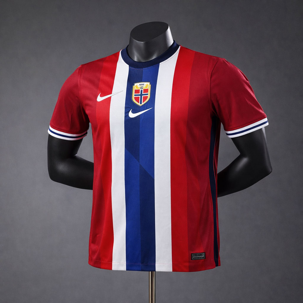 Norge-2024-Hjemmedrakt-Rød-blå-hvite-flaggstriper