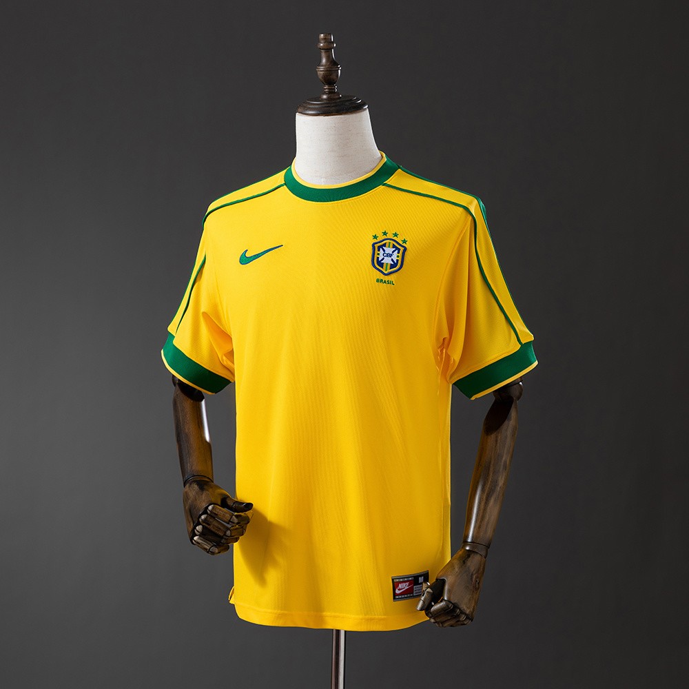 Retro Brasil 1998 hjemmedrakt gul fotballdrakt