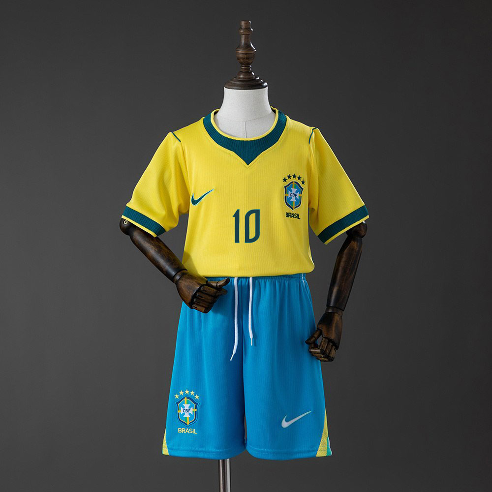 Neymar Jr. 10 Brasil VM 2026 Hjemmedrakt Landslagsdrakt drakt Barn Gul
