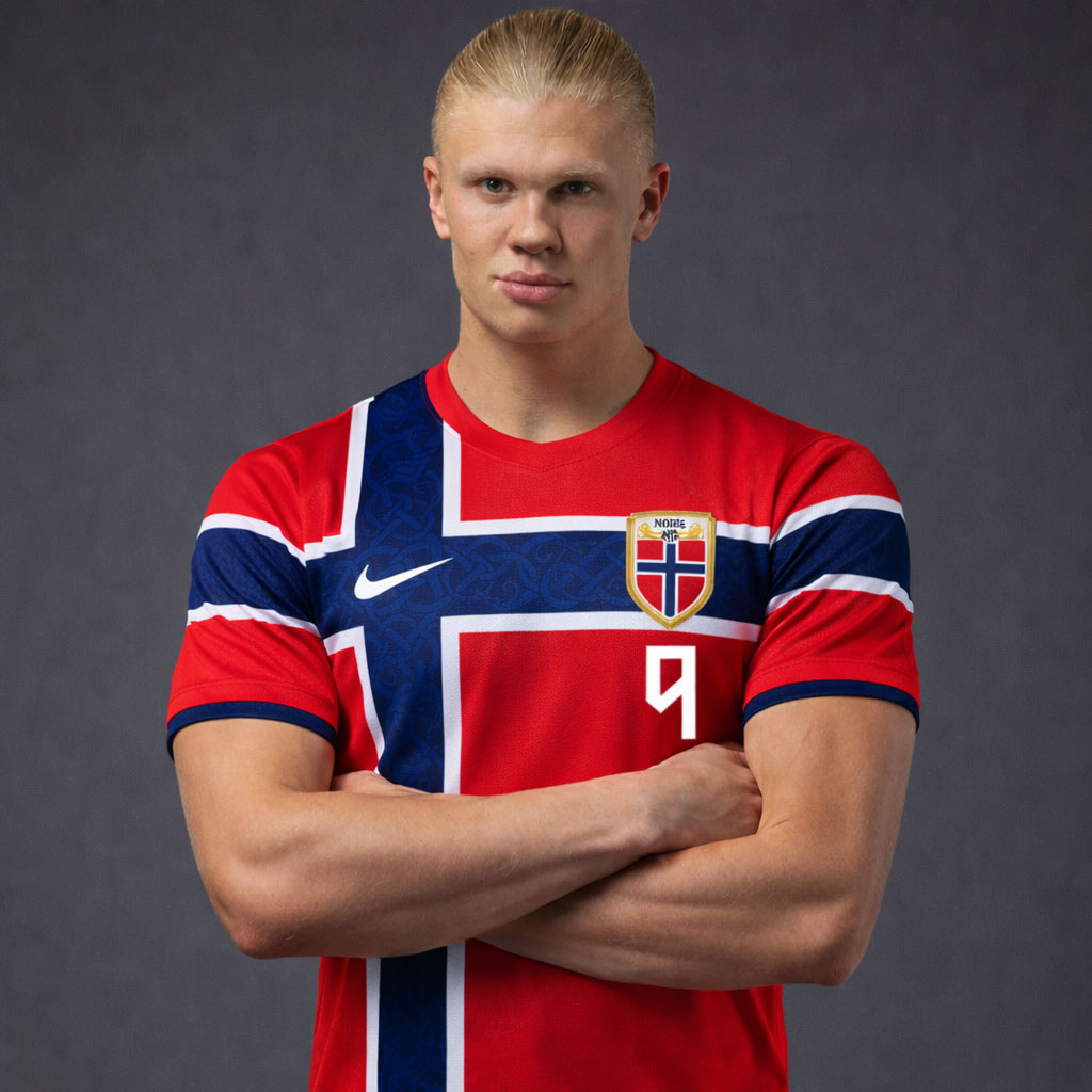 Norge-Landslagsdrakt-VM-2026-Hjemmedrakt-med-Navn-Nummer-Haaland-9