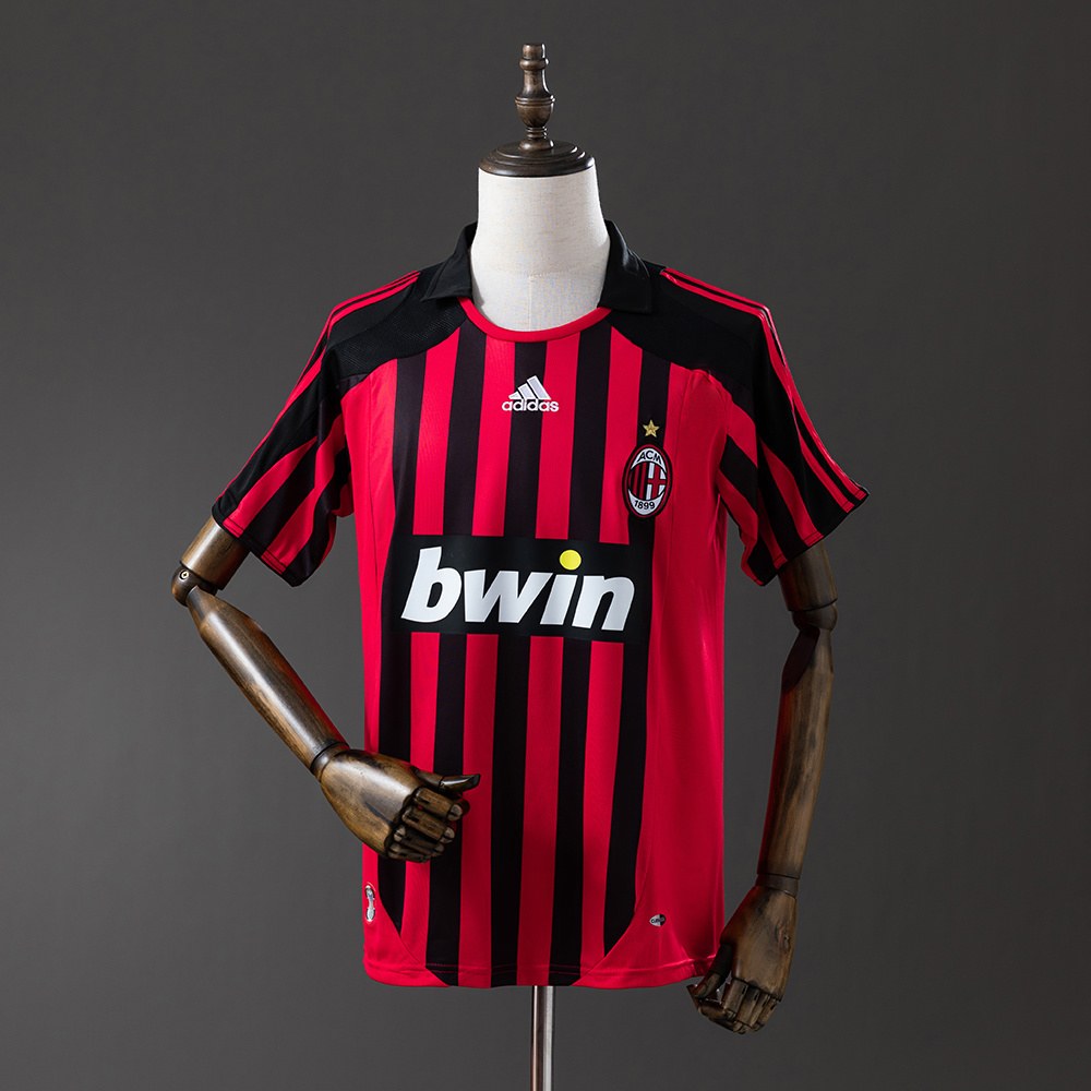 AC Milan 200708 hjemmedrakt retro rød svart trøye