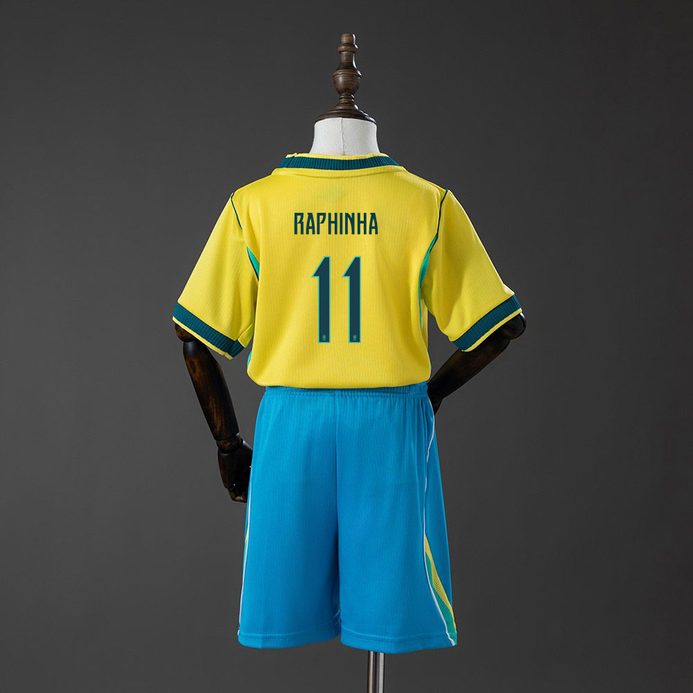 Brasil VM 2026 drakt barn Raphinha 11 med navn og nummer