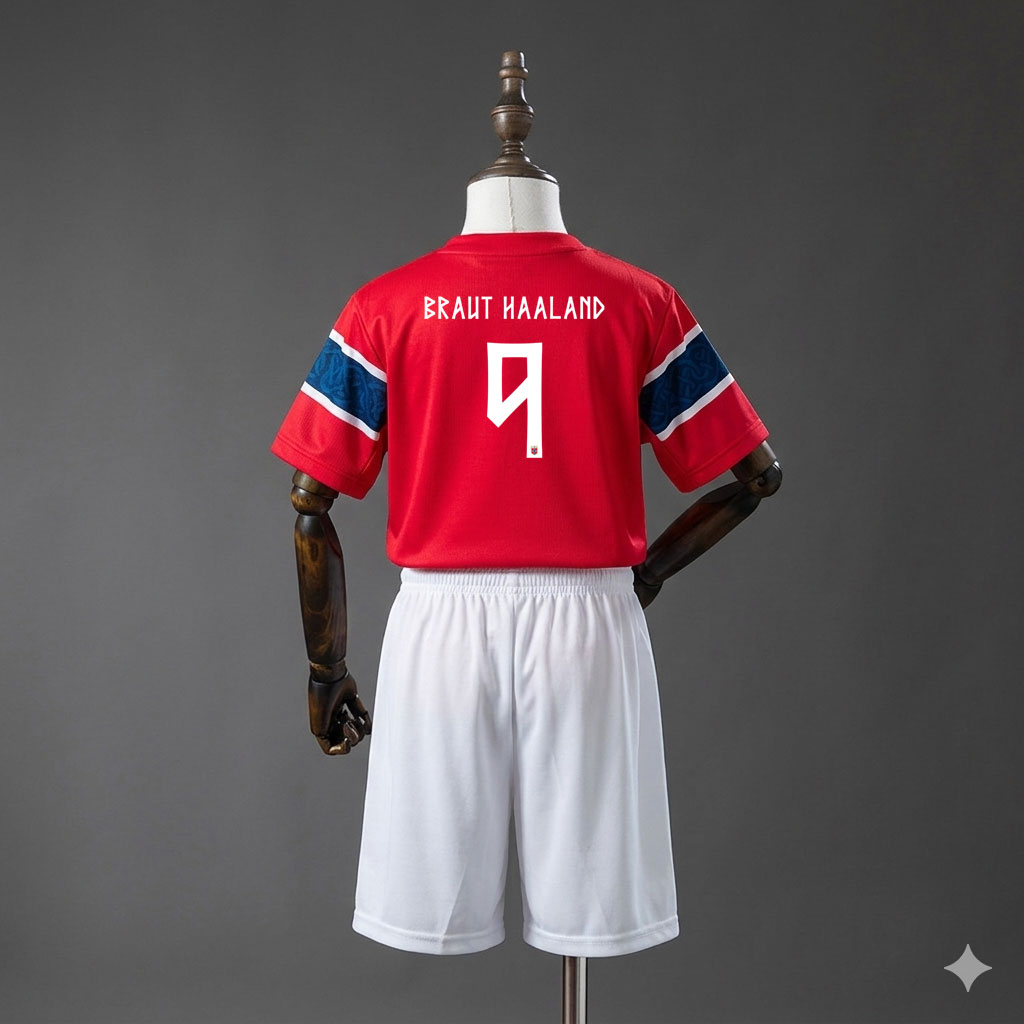 Norge VM 2026 drakt barn hjemmedrakt - Haaland 9
