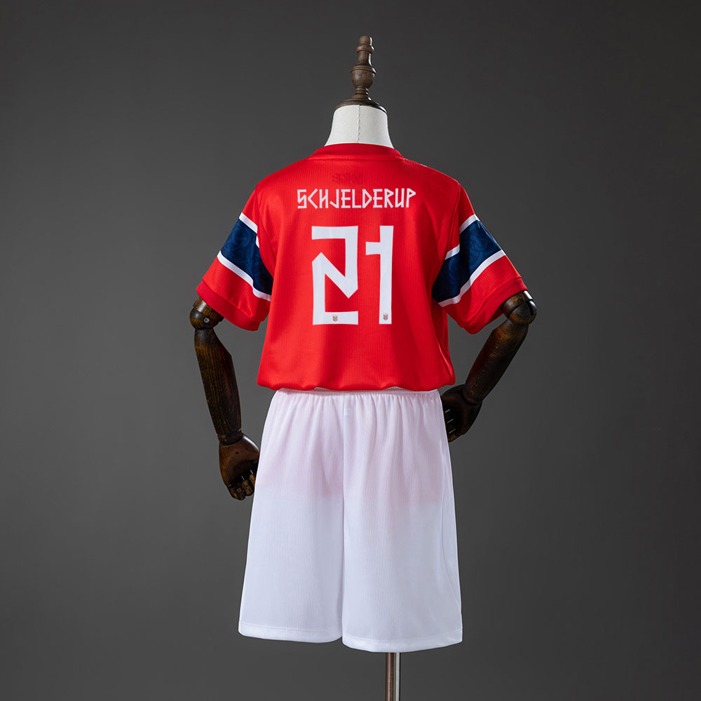 Norge landslagsdrakt 2026 barn drakt – SKJELDERUP 21 hjemmedraktsett
