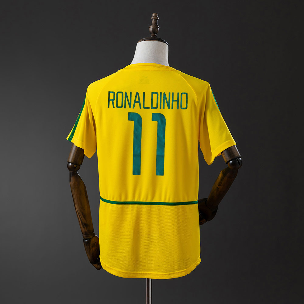 Brasil 2002 Hjemmedrakt Retro VM-drakt – Med RONALDINHO 11 Trykk