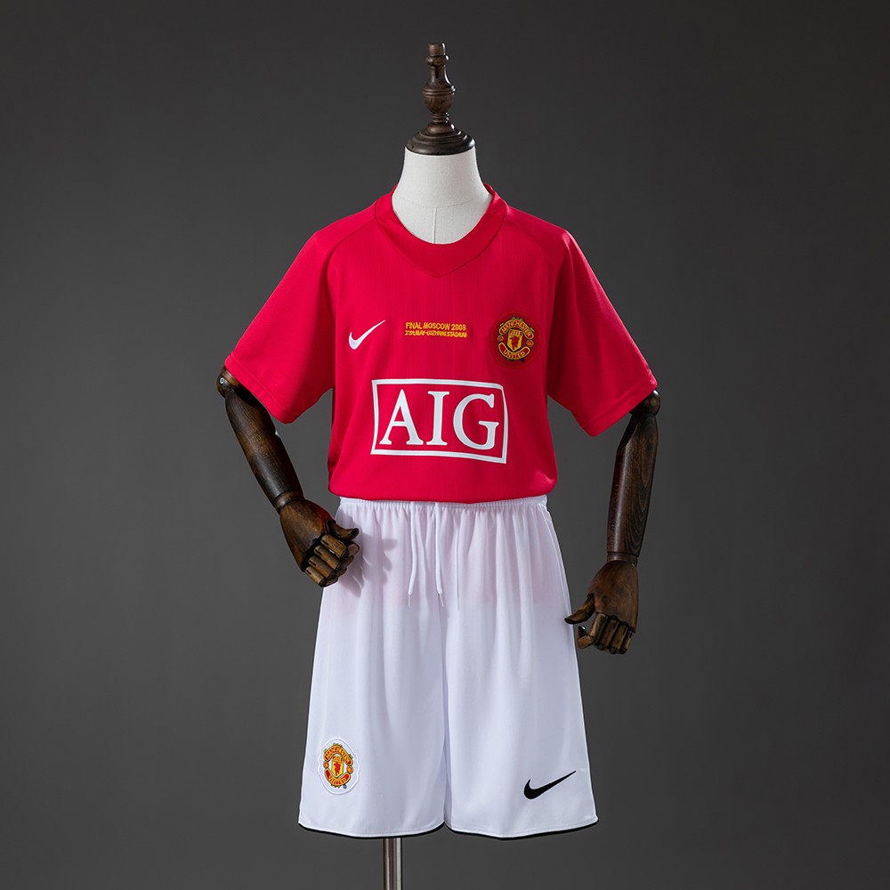 Manchester United 0708 Retrodrakt Barn Hjemmedrakt Draktsett