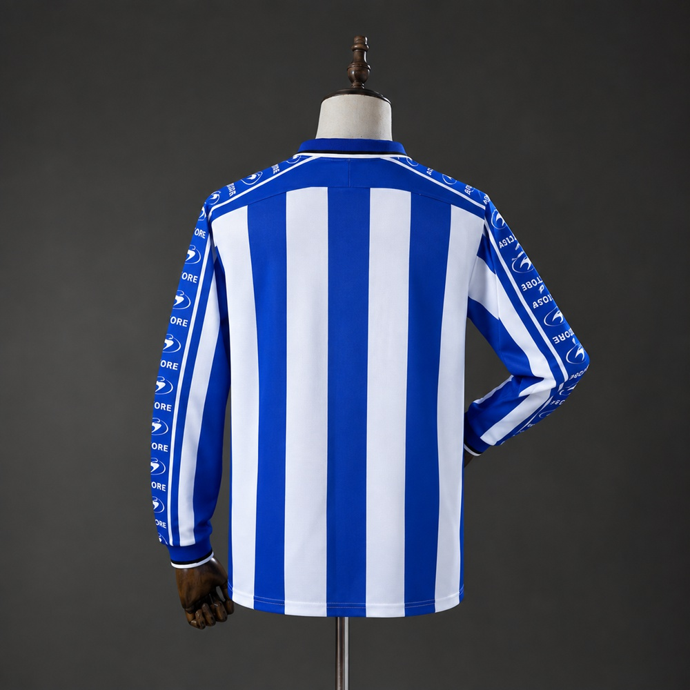 Deportivo Alaves 98/99 Retro Fotballdrakt – Blå og Hvit Hjemmedrakt med Lange Ermer