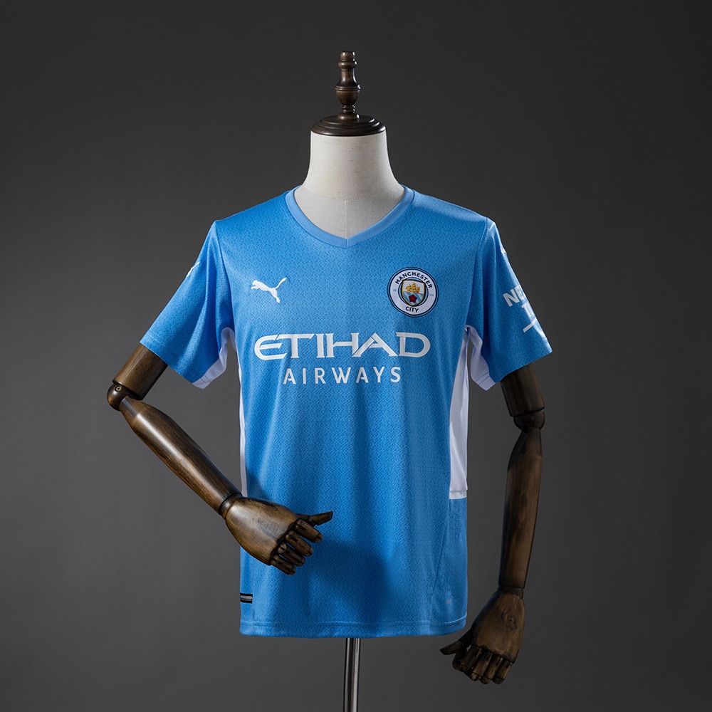 Manchester City 2021/22 lyseblå retro hjemmedrakt med 93:20-detalj