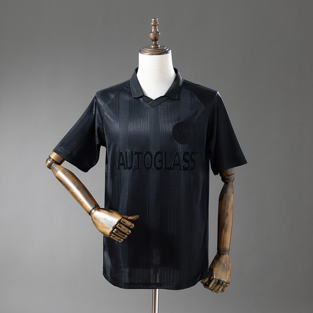 Svart Chelsea 1998 Black Out retrodrakt med tonale striper sett forfra
